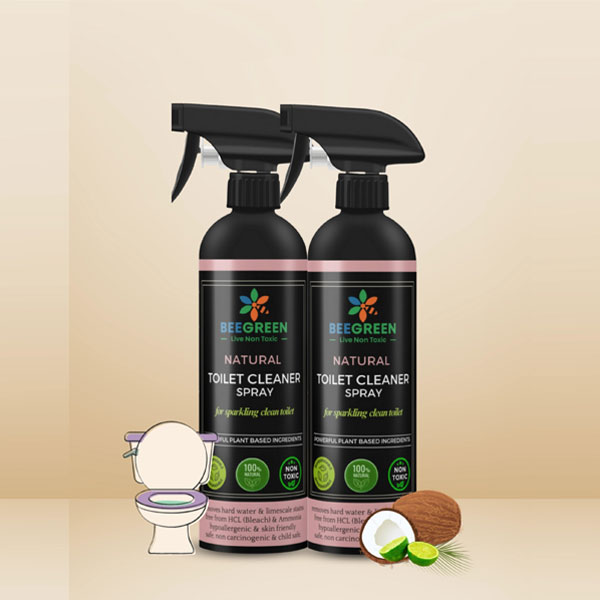 Natural Toilet Cleaner Spray Combo |Beegreen| Pack of 2 | Eco Friendly | Biodegradable | 100% Plant Based Ingredients | Chemical Free | HCL Free|500 ml